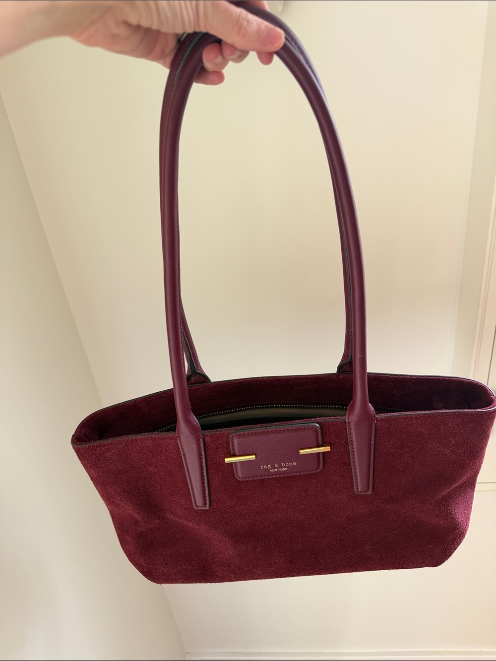rag & bone burgundy Realm Suede Satchel Bag